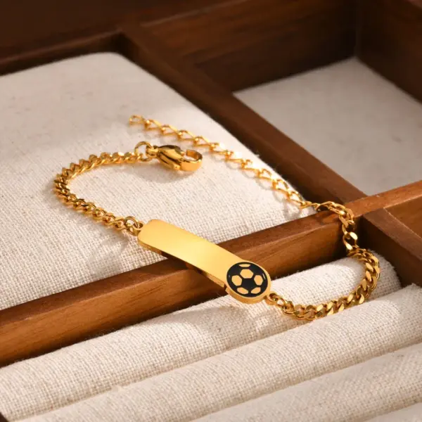 Wholesale PVD Coated Real Gold Plated 18K Gold Car Football 304 Stainless Steel Cute Simple Style Waterproof Non Tarnish 304 Stainless Steel Bracelets