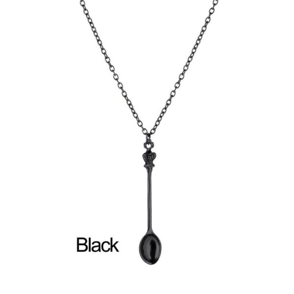 Wholesale Cross Border Jewelry Crown Mini Tea Spoon Classical Royal Alice Snuff Necklace Wholesale Women Spoon Necklace