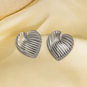 G22 Striped Love Earrings Steel Color