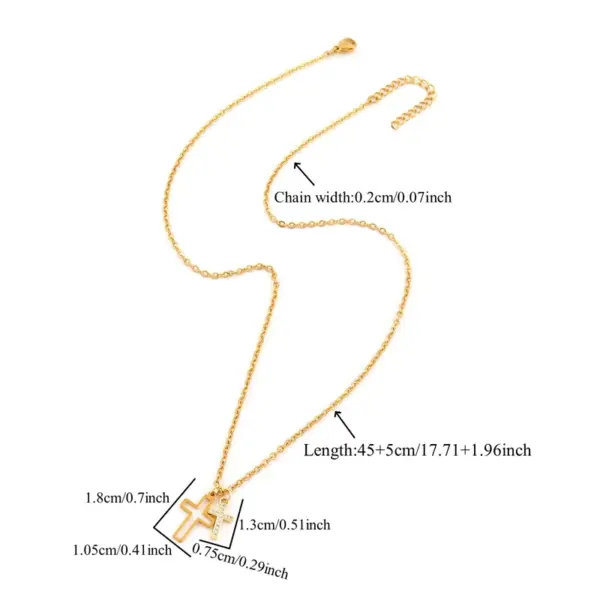 Wholesale PVD Coated Real Gold Plated Cross 201 Stainless Steel 304 Stainless Steel Copper Simple Style Classic Style Waterproof Non Tarnish 201 Stainless Steel Pendant Necklace