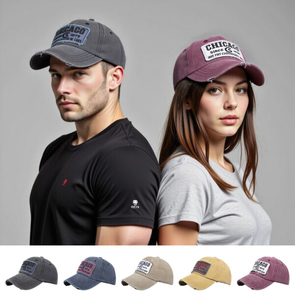 Wholesale Spring cross-border wash cotton Amazon three-dimensional embroidered baseball cap washed old Chicago cap B1171