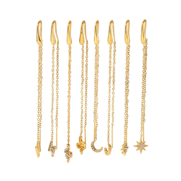 Wholesale PVD Coated Real Gold Plated 18K Gold Hexagram Moon 304 Stainless Steel Simple Style Classic Style Waterproof Non Tarnish Drop Earrings