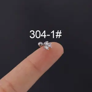 1# A Pair of Ear Clips-Silver / White