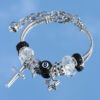 Wholesale Crystal Black Bead Star Cross Adjustable Bracelet