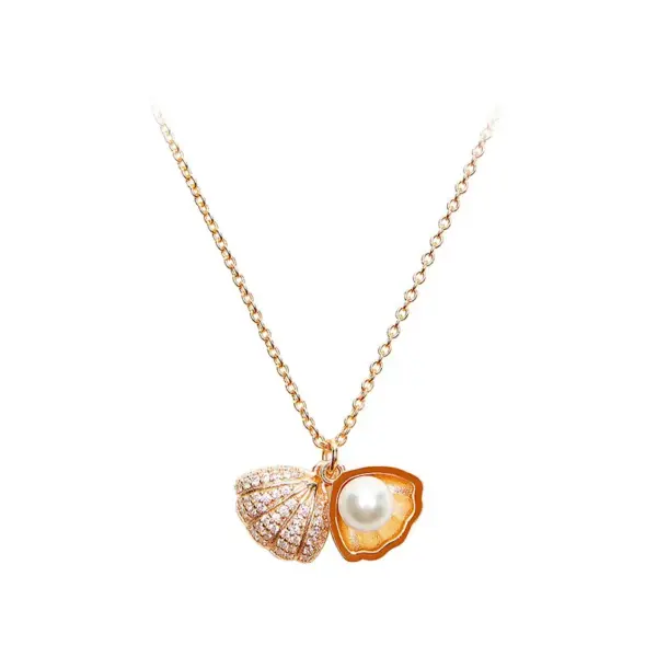 Wholesale PVD Coated Real Gold Plated Shell Stainless Steel Fashion Waterproof Non Tarnish Necklace