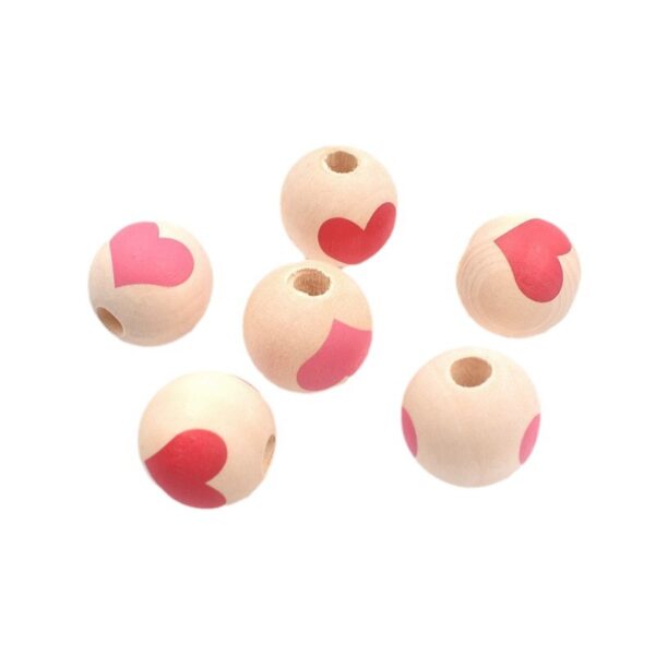 oly-aad434c281dcbf947dd78306341a30a0 Wholesale Valentine's Day Series: Wooden Printed Peach Heart Beads