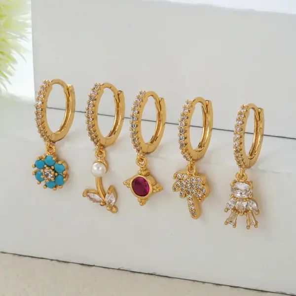 Wholesale 1 Piece Fashion Eye Butterfly Inlaid Zircon Copper Drop Earrings