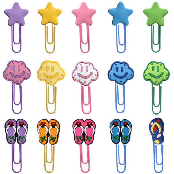 Wholesale Random 50pcs Summer Clouds and Stars Slippers Paper Clips Bookmarks