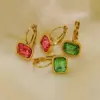 Wholesale PVD Coated 14K Gold Real Gold Plated Square 304 Stainless Steel Simple Style Classic Style Waterproof Non Tarnish Drop Earrings