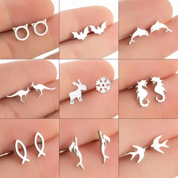 Wholesale PVD Coated 18K Gold Real Gold Plated Animal 304 Stainless Steel Simple Style Waterproof Non Tarnish Ear Studs