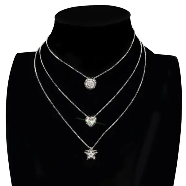 Wholesale Copper 18K Gold Plated Imitation Gold Gold Plated Inlay Heart Shape Zircon Copper Necklaces