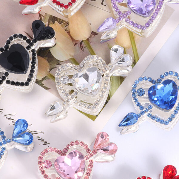 Wholesale Double-Sided Alloy Rhinestone One Arrow through the Heart Heart Diamond Ball Straight Hole Beads DIY Mobile Phone Chain Keychain Necklace Accessories