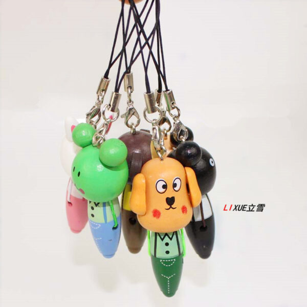 Wholesale Creative Student Office Stationery Cute and Wind Wooden Cartoon Animal Ballpoint Pen Mini Pendant Short Pen