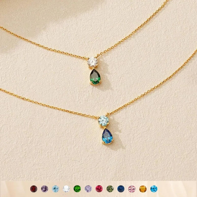 Wholesale PVD Coated 18K Gold Plated Water Droplets 201 Stainless Steel 304 Simple Style Waterproof Non Tarnish Pendant Necklace