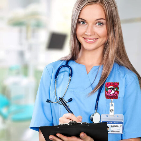 Wholesale Cute Christmas Snowman Series Retractable Rotating Doctor and Nurse ID Badge