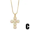 Wholesale Fashion Copper Inlaid Colored Zircon Cross Pendant Necklace Jewelry