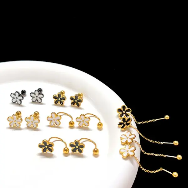 1 Piece Simple Style Flower Plating 304 Stainless Steel Drop Earrings Ear Studs