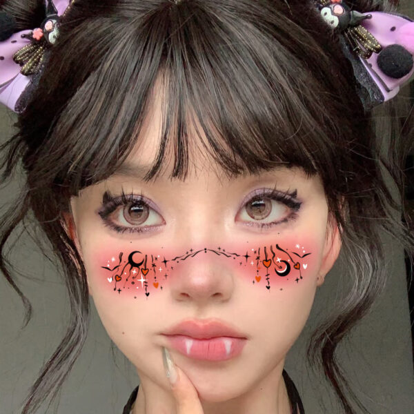 Wholesale Cross-Border New Halloween Makeup Face Stickers, Cute Ghost Makeup Tattoo Stickers, Photography Props Stickers, Waterproof and Sweat-Proof