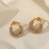 1 Pair Elegant Basic Luxurious Bag Heart Shape Twist Plating Inlay 304 Stainless Steel Zircon 18K Gold Plated Earrings