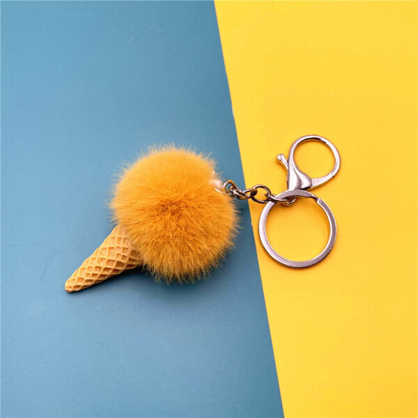 Wholesale Cartoon Fruit Keychain Student Cute Bag Pendant Ice Cream Cone Plush Car Keychain Creative Gift