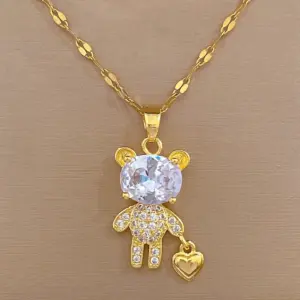 E419 Gold Titanium Steel Chain Copper Pendant