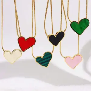 PVD Coated Real Gold Plated 18K Heart Shape Stainless Steel Simple Style Classic Waterproof Non Tarnish 304 Pendant Necklace