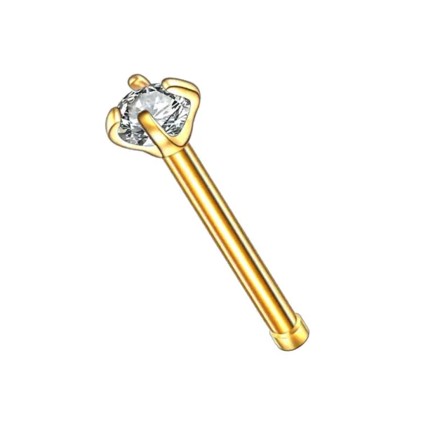 Wholesale Simple Style Solid Color Stainless Steel Inlay Zircon Nose Studs 1 Piece Nose Pin