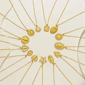 PVD Coated Real Gold Plated Human Star Oval Stainless Steel Simple Style Waterproof Non Tarnish Pendant Necklace