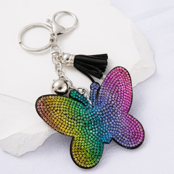 Wholesale 4pcs Diamond-embedded colorful butterfly keychain
