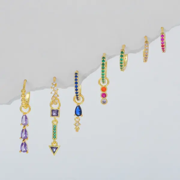 Wholesale 4 Pieces Cute Sweet Color Block Plating Inlay Brass Zircon 18K Gold Plated Drop Earrings