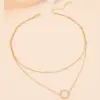 Wholesale PVD Coated 18K Gold Plated Circle Titanium Steel Casual Modern Style Waterproof Non Tarnish 304 Stainless Steel Layered Necklaces
