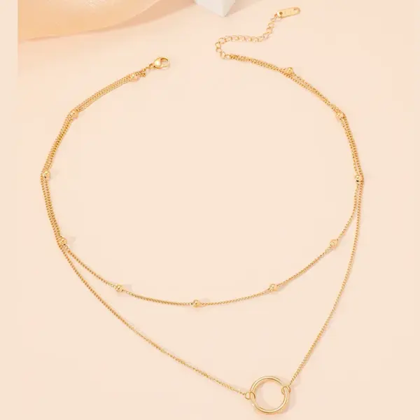 Wholesale PVD Coated 18K Gold Plated Circle Titanium Steel Casual Modern Style Waterproof Non Tarnish 304 Stainless Steel Layered Necklaces