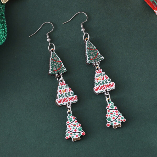 Wholesale Christmas Triple Wooden Double-Sided Earrings