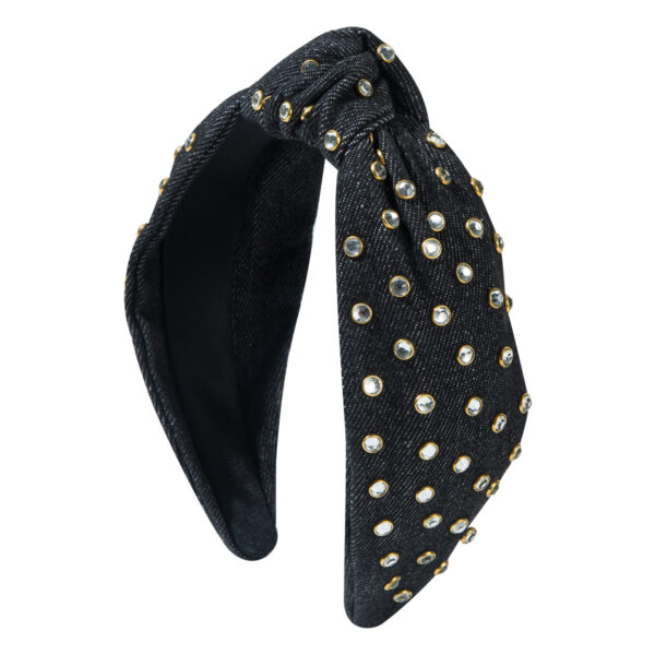 oly-ab2c35c8ba37677af8f1935733f64d56 Wholesale Korean-style Fashion Denim Fabric Knot High Cranial Top Headband Women's Simple Diamond-encrusted All-match Elegant Hair Accessories Hair Clips