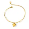 Wholesale PVD Coated Real Gold Plated Heart Shape Titanium Steel Elegant Waterproof Non Tarnish Bracelets