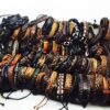 Wholesale 100 arbitrary mixed color hand-woven leather bracelet