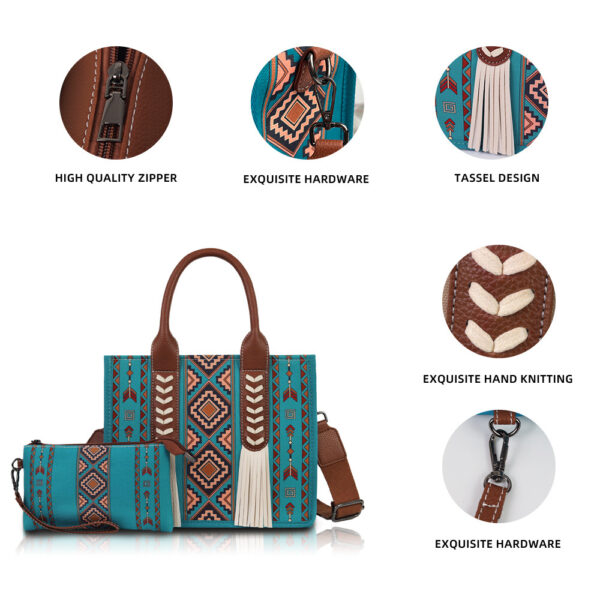 Wholesale Cross-Border Ready-Made Bohemian Tote Bag Ethnic Style Tassel Personalized Mother-In-Law Bag Canvas Large Capacity Crossbody Bag