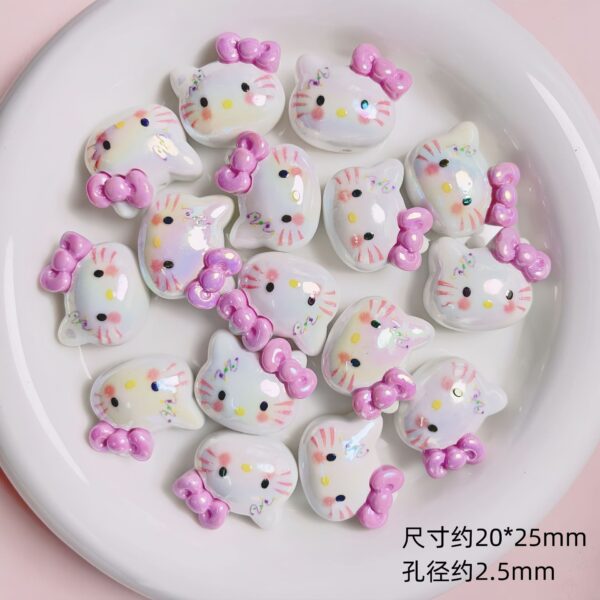 Wholesale High-quality uv color-plated cartoon resin Sanrio straight hole beaded diy mobile phone chain keychain material jewelry accessories