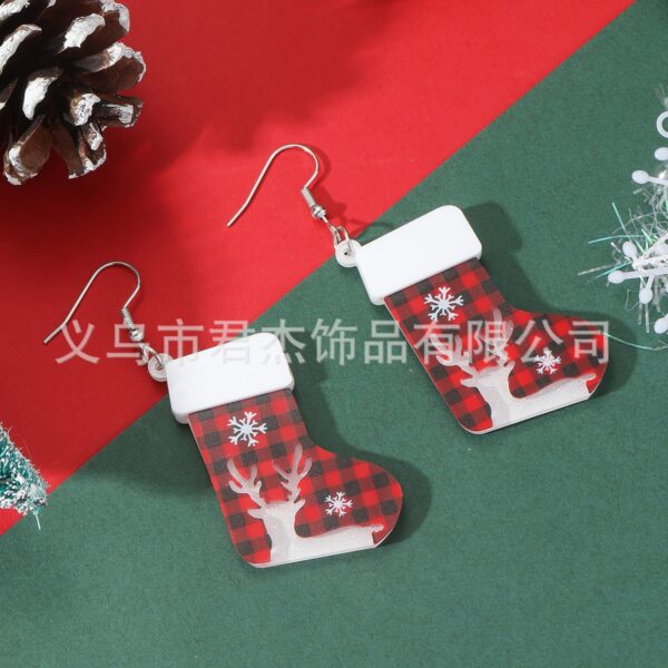 Wholesale Christmas Series Santa Claus Sock Snowman Acrylic Earrings