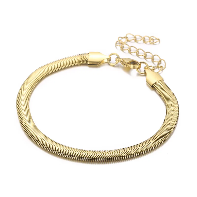 PVD Coated 18K Gold Plated Geometric Titanium Steel Fashion Waterproof Non Tarnish Titanium Steel Bracelets