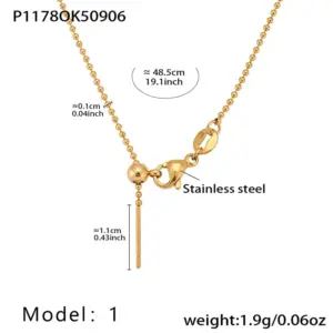 P1178-1 Gold Ball Necklace 49cm