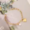 Wholesale 304 Stainless Steel Copper 18K Gold Plated Fashion Pearl Plating Inlay Star Heart Shape Pearl Bracelets