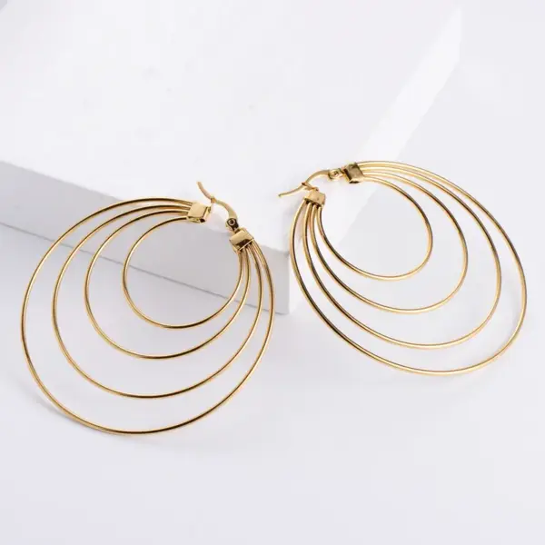 Wholesale Exaggerated Water Droplets Plating Stainless Steel No Inlaid 18K Gold Plated Earrings