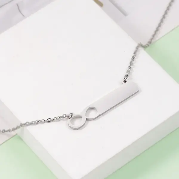 PVD Coated 18K Gold Real Gold Plated Customization Laser Engraving Solid Color Stainless Steel Simple Style Waterproof Non Tarnish 304 Stainless Steel Pendant Necklace