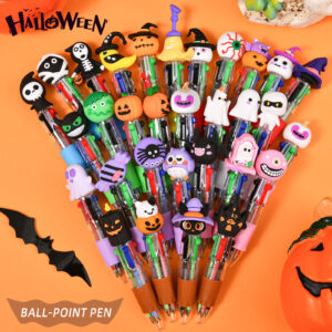 oly-ab512e6f2d236e63824f13c2e63f1d97 Wholesale Cross-Border Mini Four-Color Ballpoint Pen Cute Cartoon Halloween Gift Color Pen Primary School Student Gel Pen