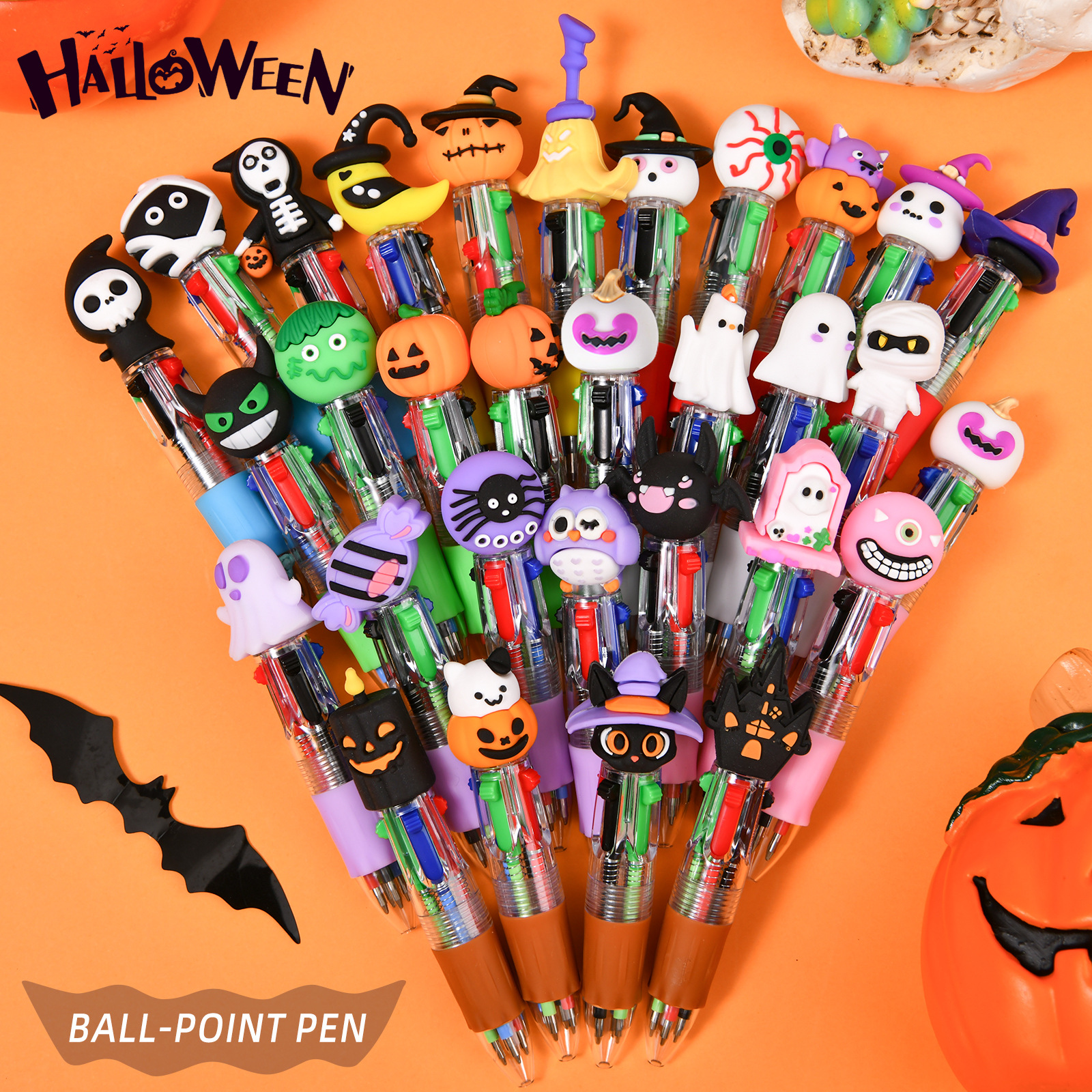 Wholesale Cross-Border Mini Four-Color Ballint Pen Cute Cartoon Gift Color Pen Primary School Student Gel Pen