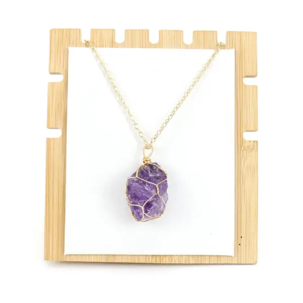 Wholesale Simple Style Geometric Alloy Natural Stone Knitting Pendant Necklace