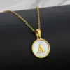 Wholesale Jewelry Simple Style Round Letter Titanium Steel Shell 18K Gold Plated Plating Necklace