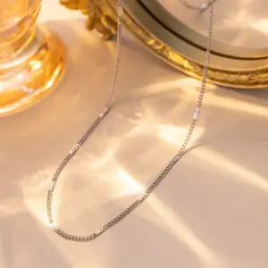 Side Flattened Chain 40+5cm-steel Color / Individually Packaged