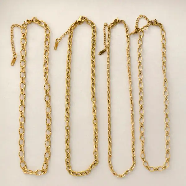 304 Stainless Steel Chain PVD Coated Stone-Free Real Gold Plated Simple Style Commute Waterproof Non Tarnish Paperclip Chain Micro Super Whisper Thin Chain Ball Chain Lobster Trigger Clasp Closure Necklace Choker
